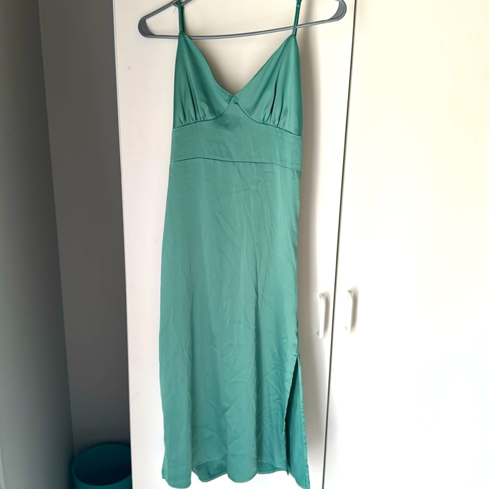 Pink Rose Green Slip Dress